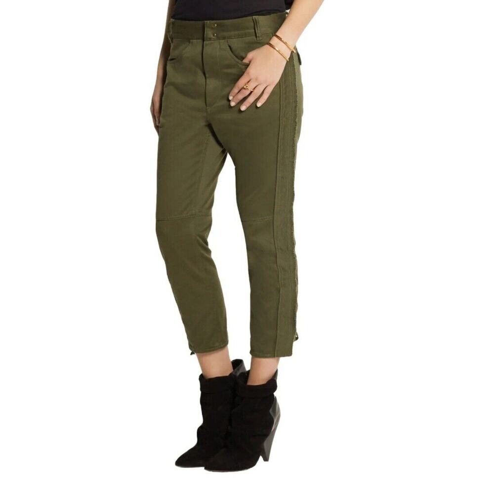 Isabel Marant "Jessie"‎ Olive Green Crop Pants Lace Up Size 40 8 10 US Military
